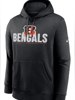 NIKE CINCINNATI BENGALS MENS BLACK TEAM IMPACT CLUB FLEECE LONG SLEEVE HOODIE